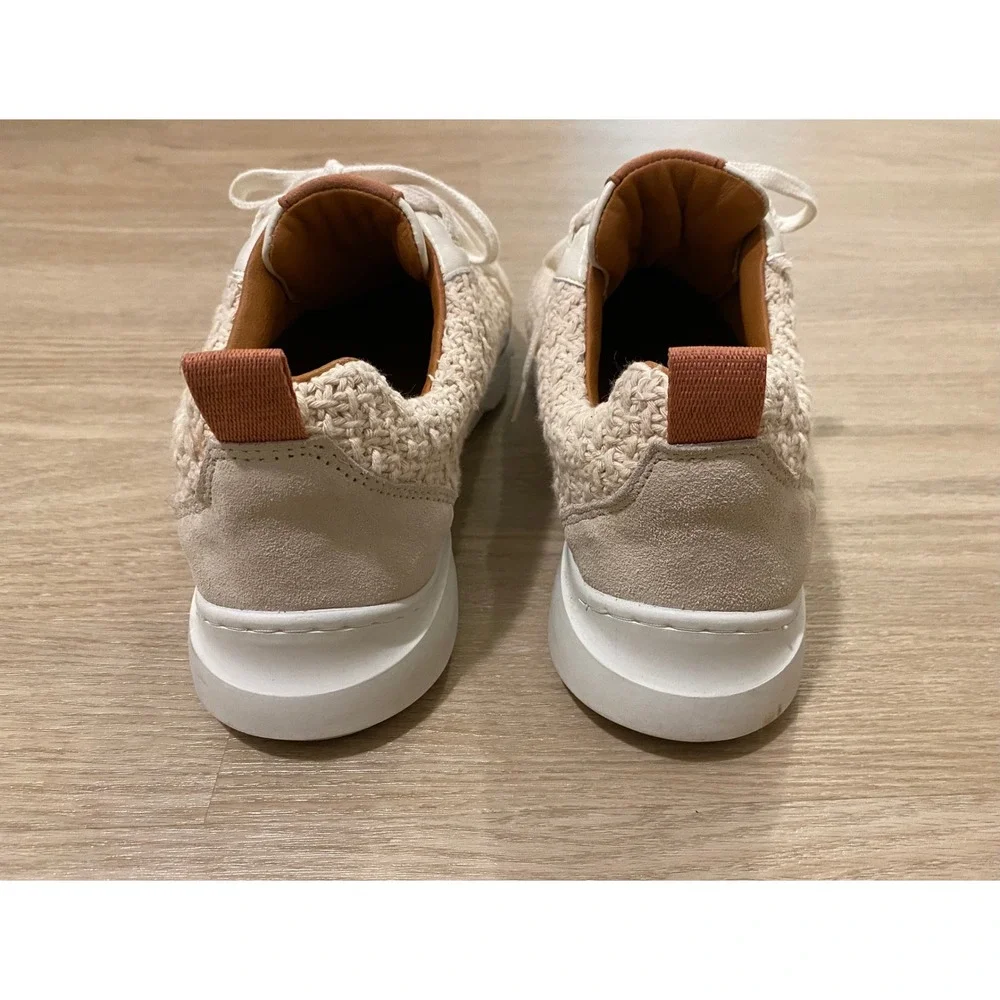 Sezane Sama‎ Sneakers 40 US 9 Ecru Multi Woven Crochet Suede Shoes Preppy Boho